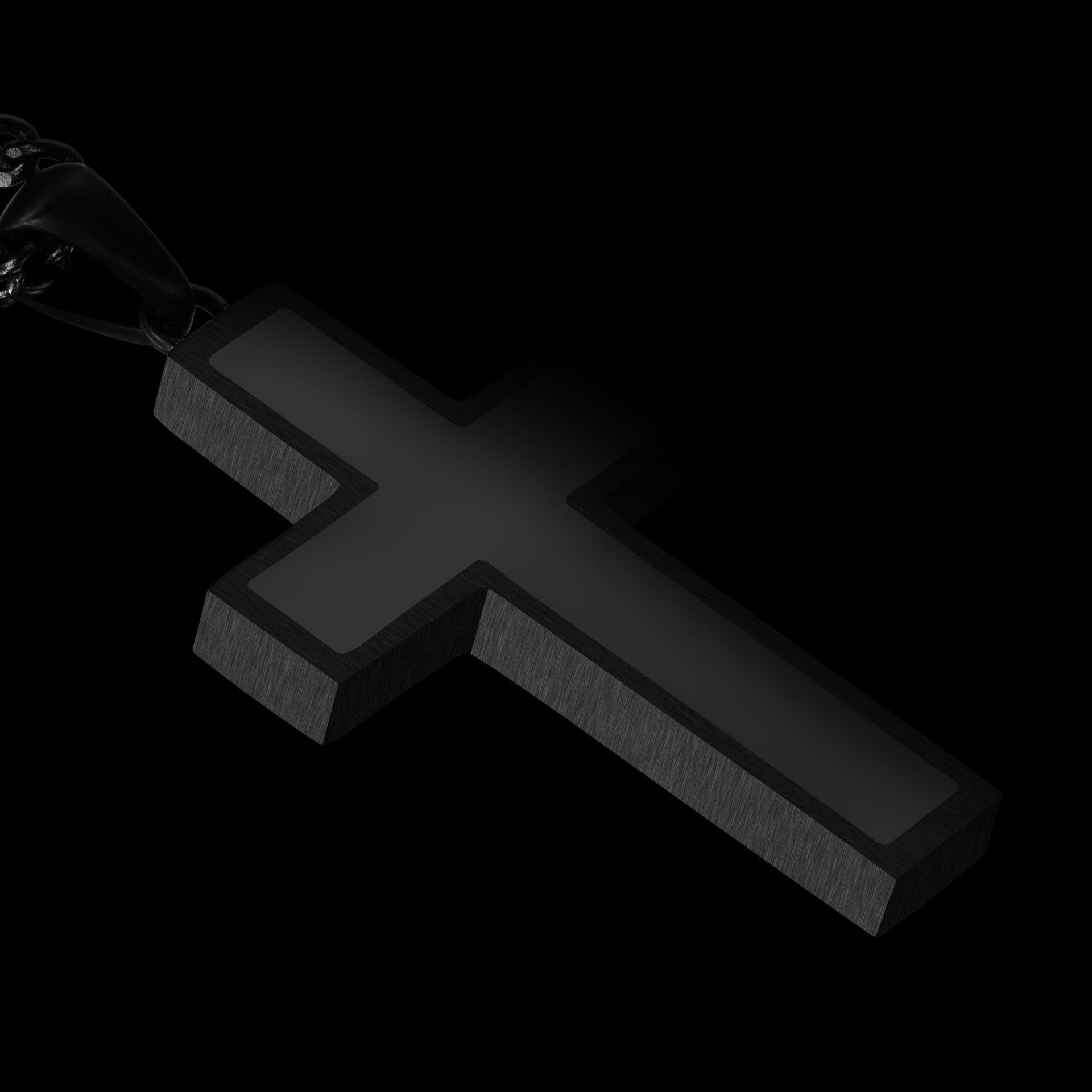 Large Stealth Stone Cross Pendant in 925 Sterling Silver