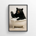 Black Bear Animal Bathroom Tub Poster