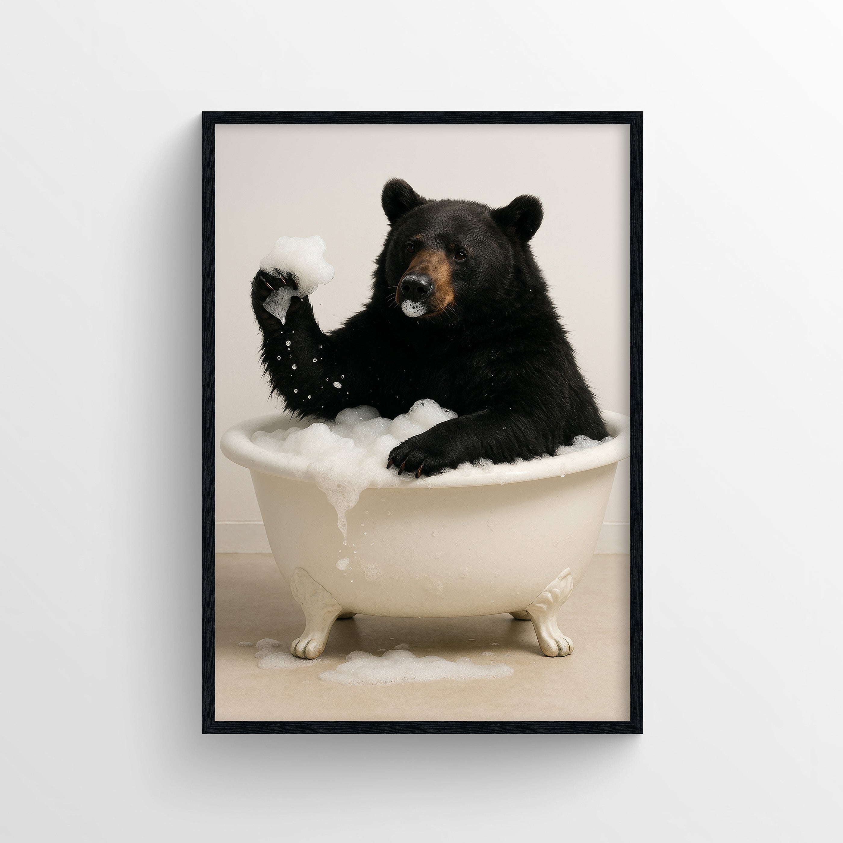 Black Bear Animal Bathroom Tub Poster
