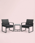 3-Piece Modern Wicker Patio Bistro Set with Beige Cushions