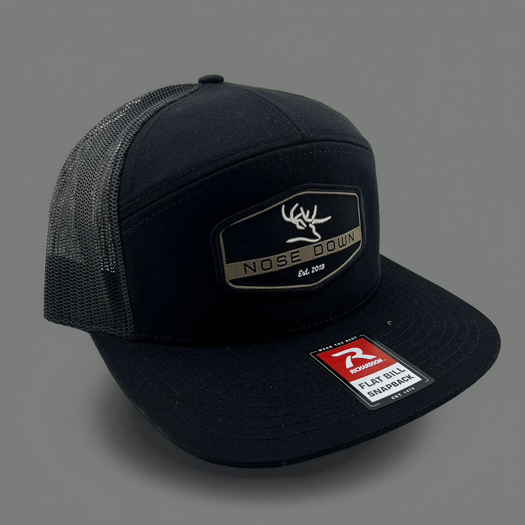 Black Hex Woven Patch 7 Panel Hat for Outdoor Lifestyle