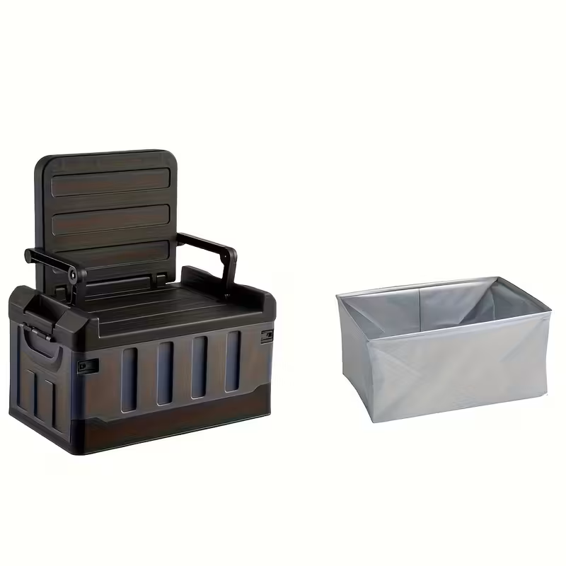 Foldable Camping Stool with Backrest and Storage Bag for Outdoors
