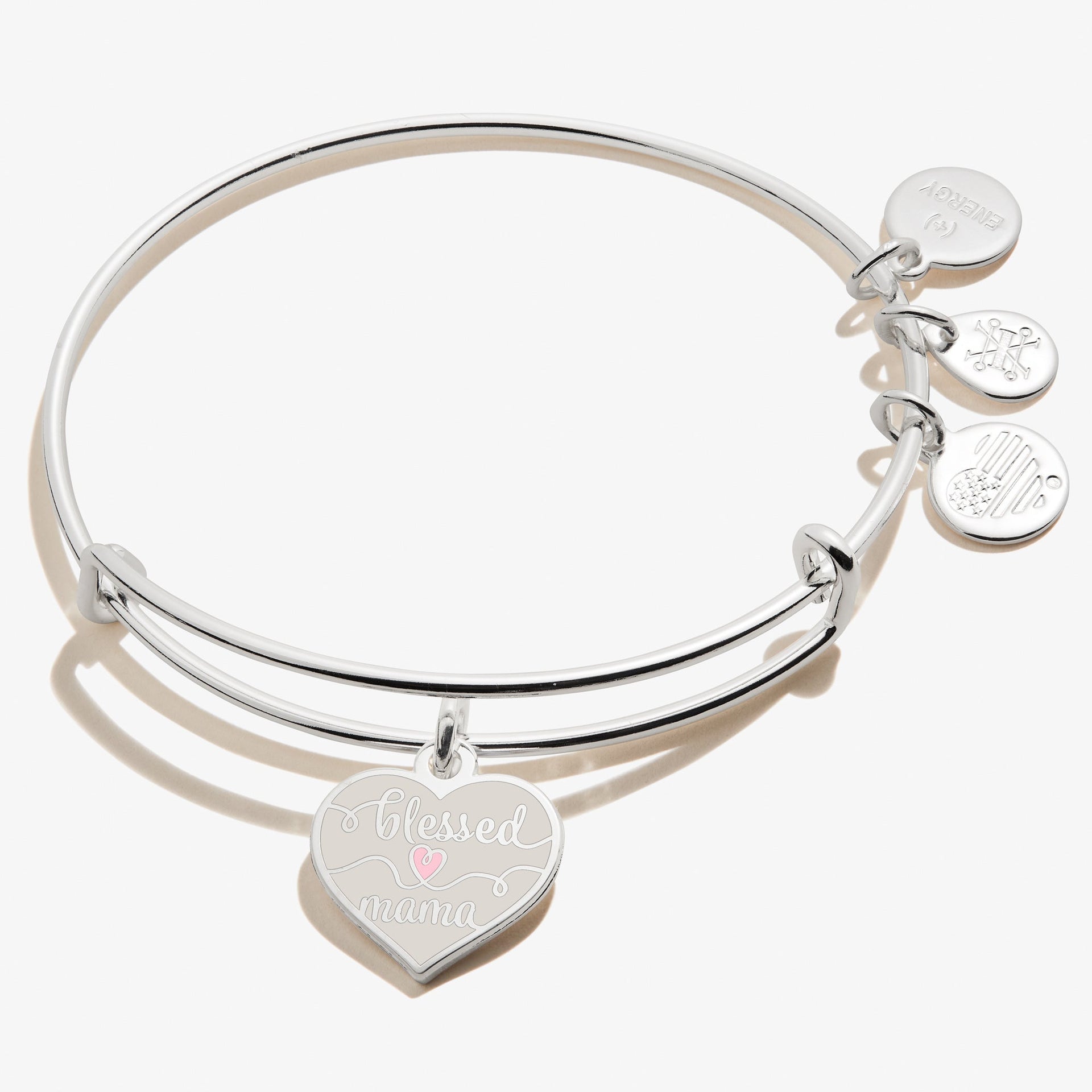 Blessed Mama charm bangle in a polished finish, symbolizing motherhood and love