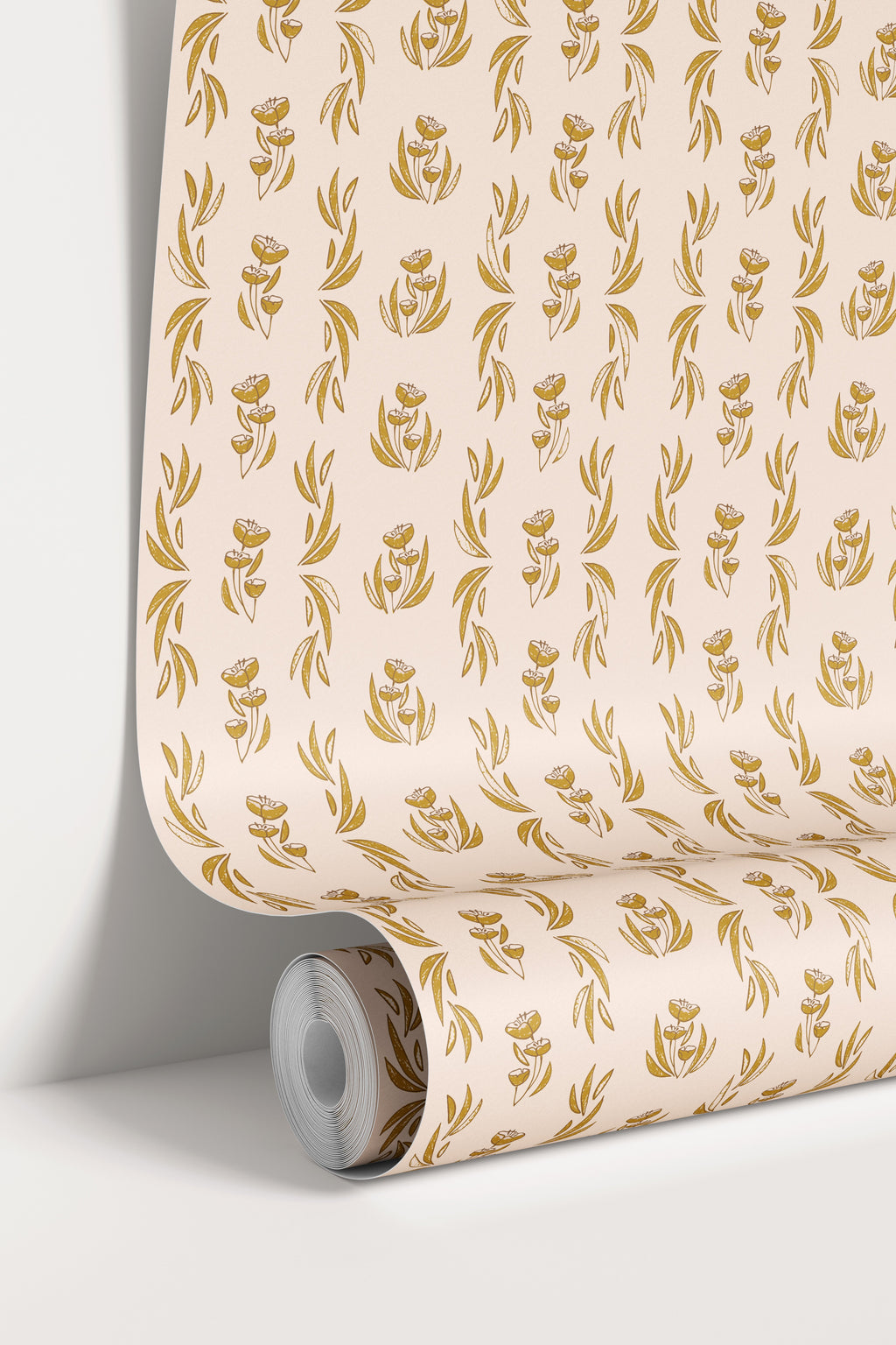 Ambrose Botanical Blush Pink and Gold Removable Wallpaper