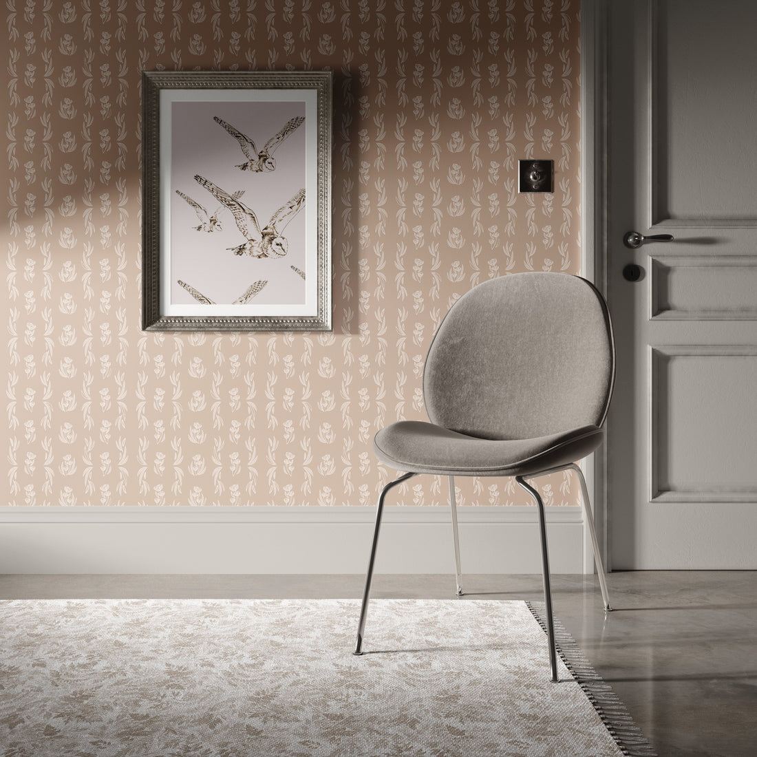 Ambrose Botanical Blush Pink and Gold Removable Wallpaper