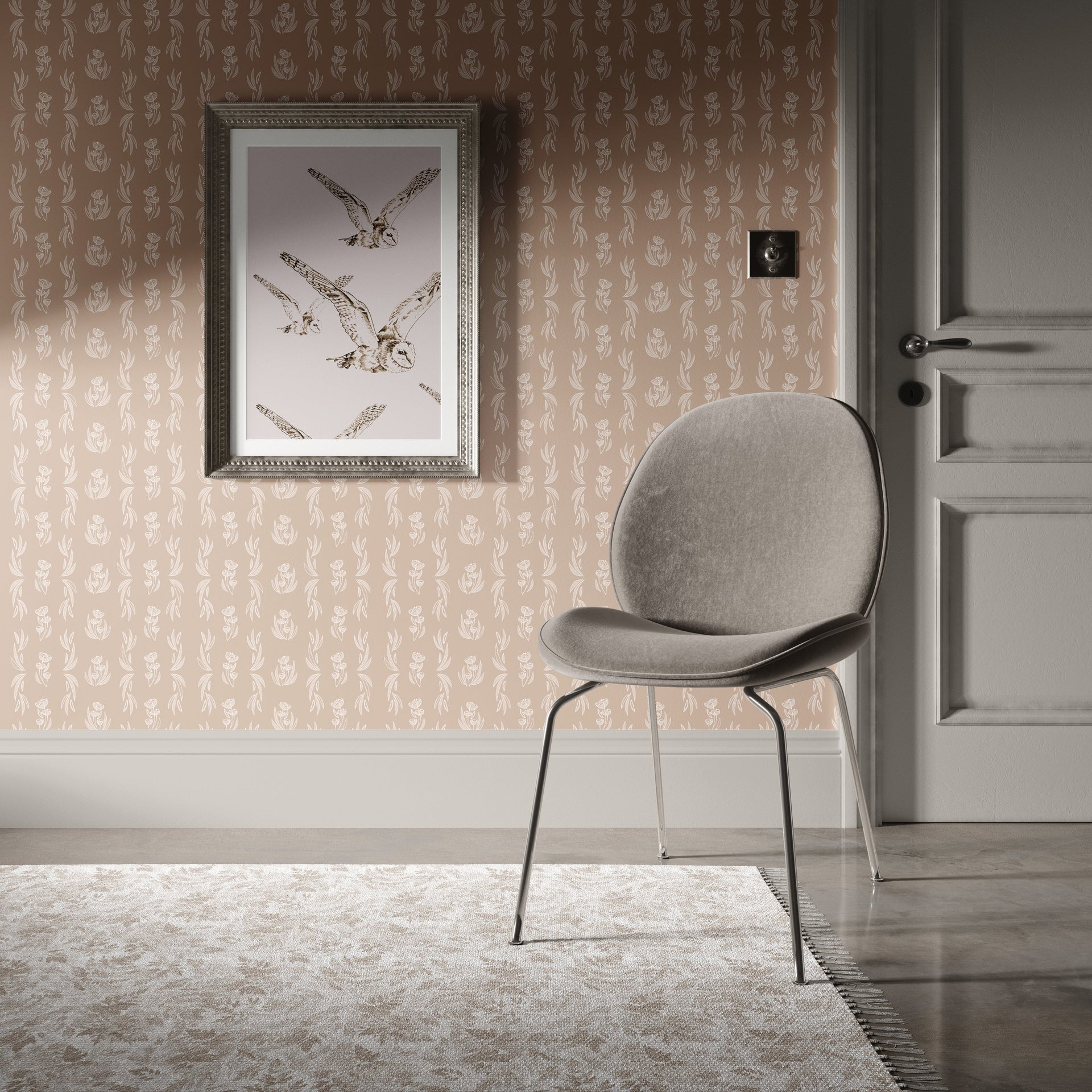 Ambrose Botanical Blush Pink and Gold Removable Wallpaper