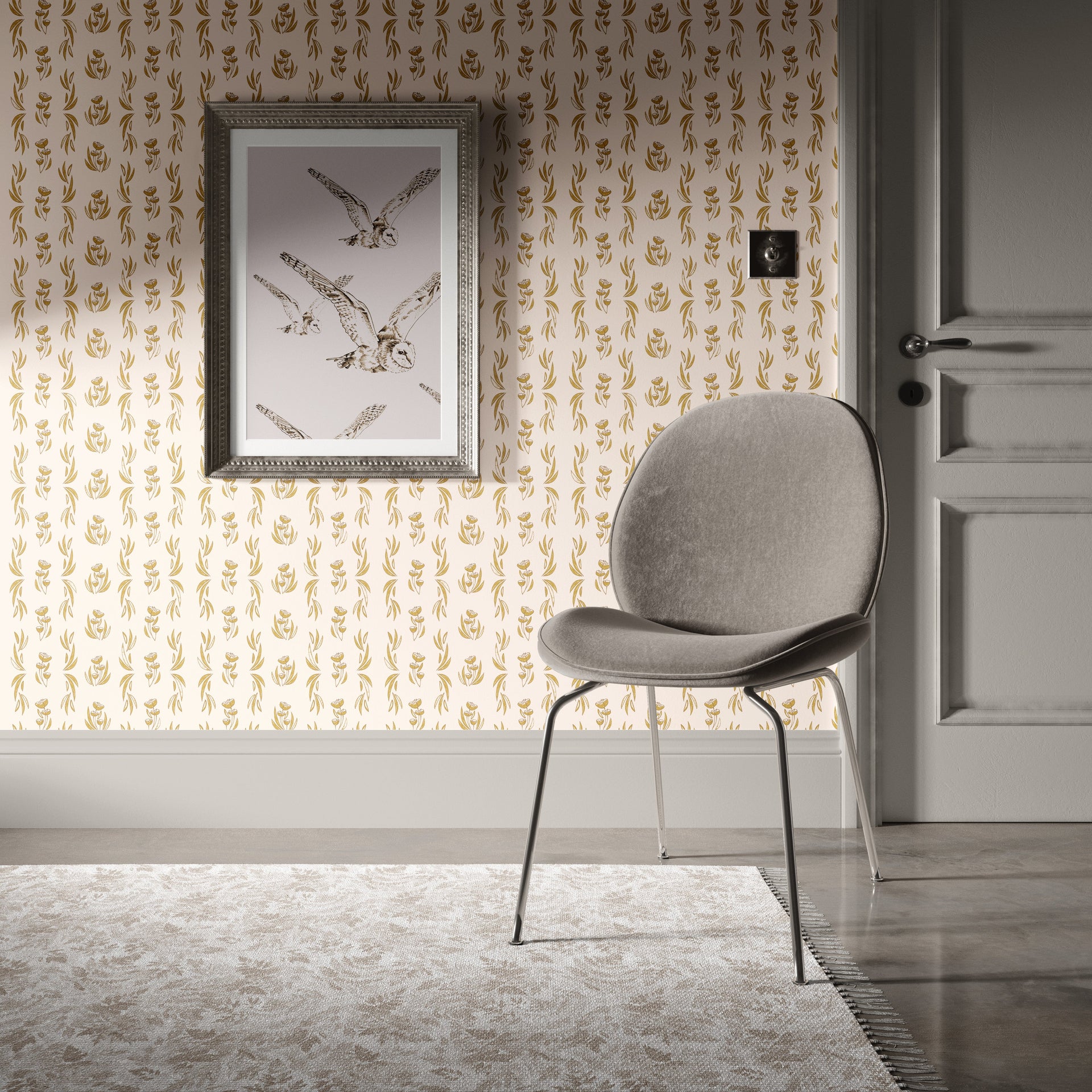 Ambrose Botanical Blush Pink and Gold Removable Wallpaper