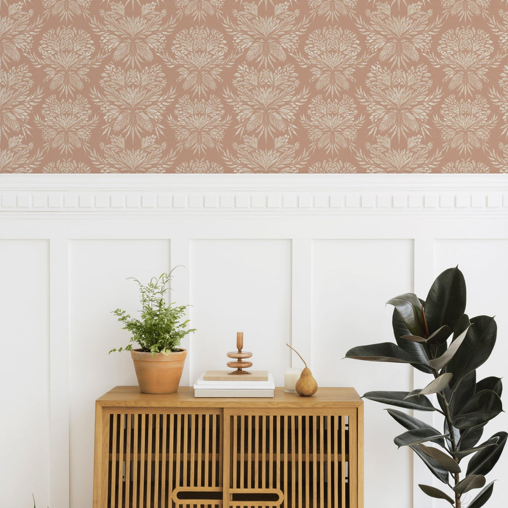 Genevieve Floral Wallpaper in Beige and Cream