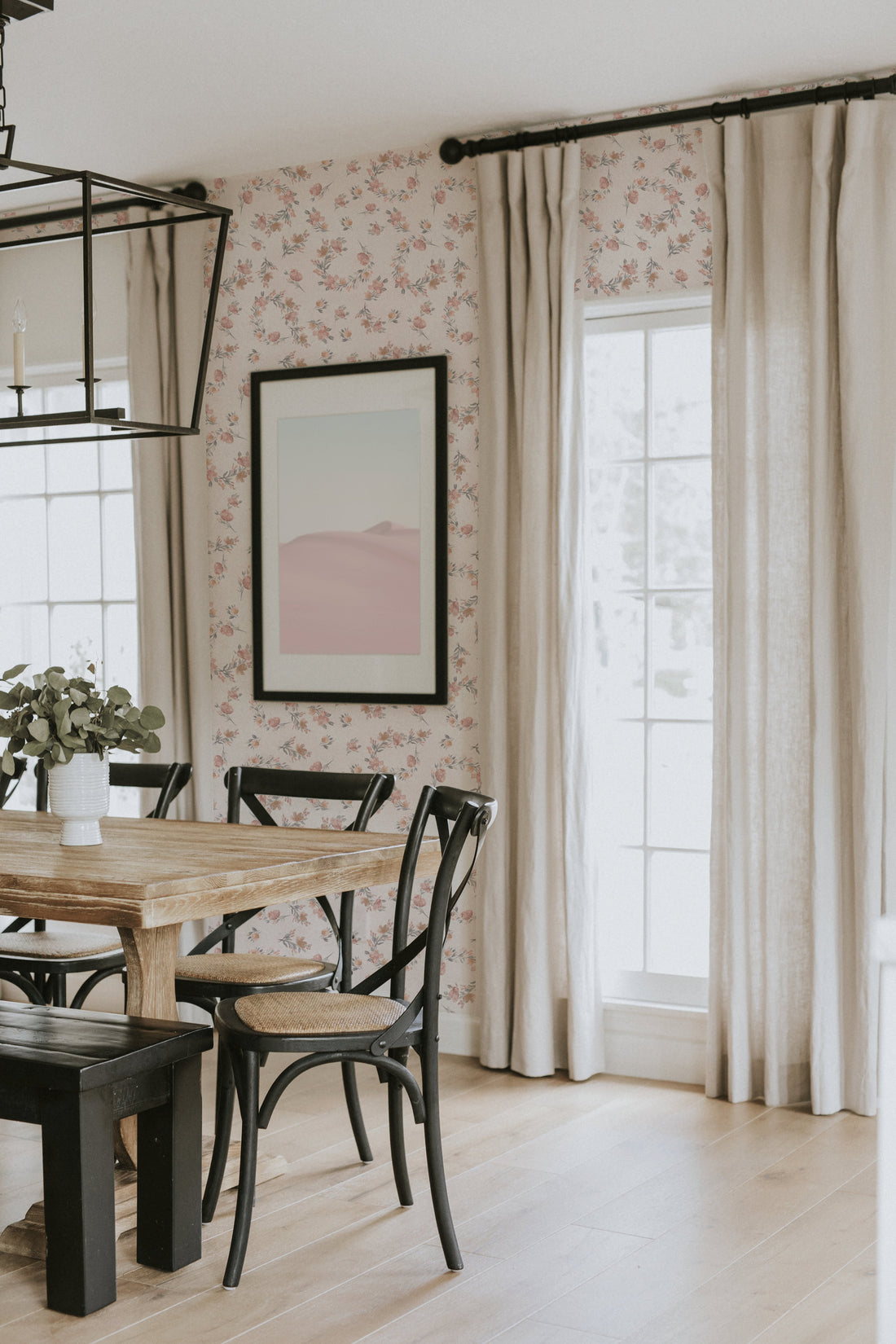 Portia Floral Cottagecore Wallpaper - Pink, Cream & Muted-Green