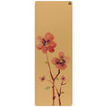 Blossom Aura cork yoga mat with floral pattern in cork and forest-green colors