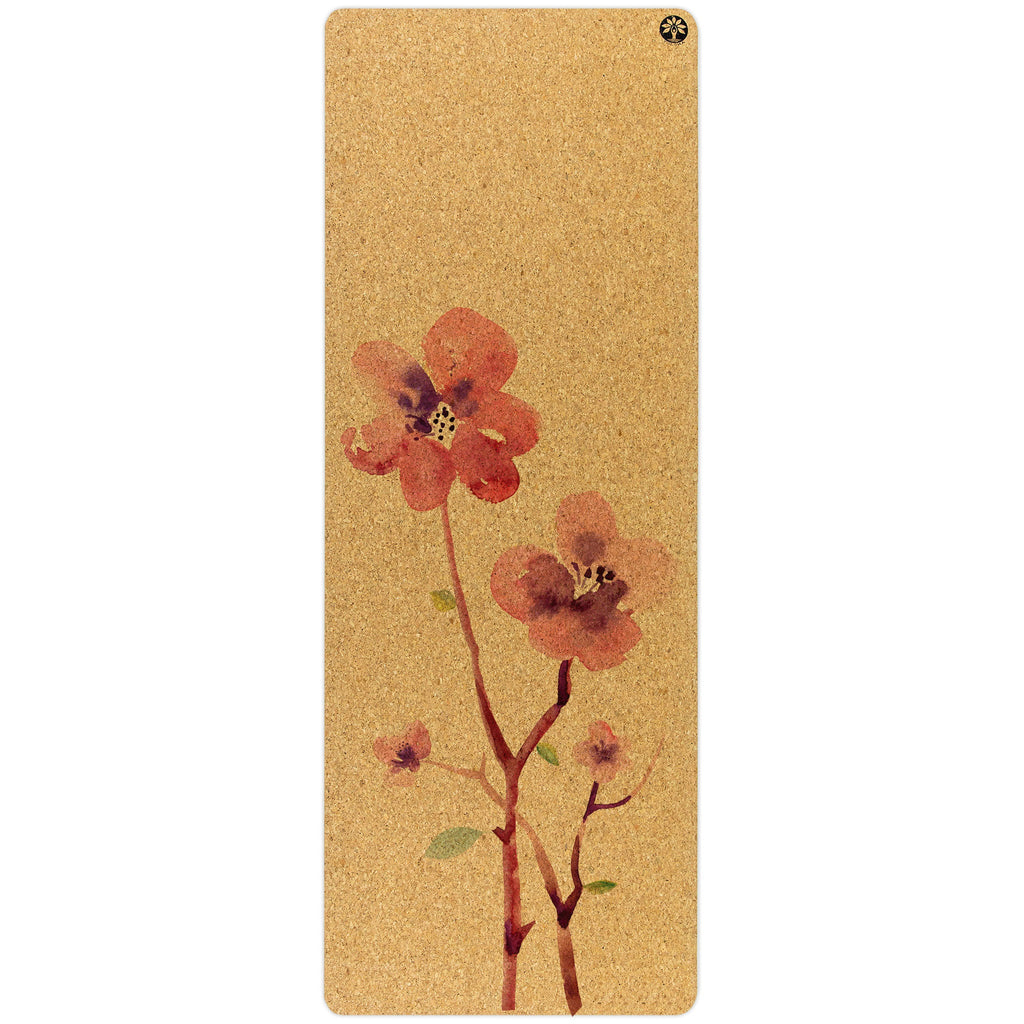 Blossom Original Cork Yoga Mat with floral print and non-slip cork surface