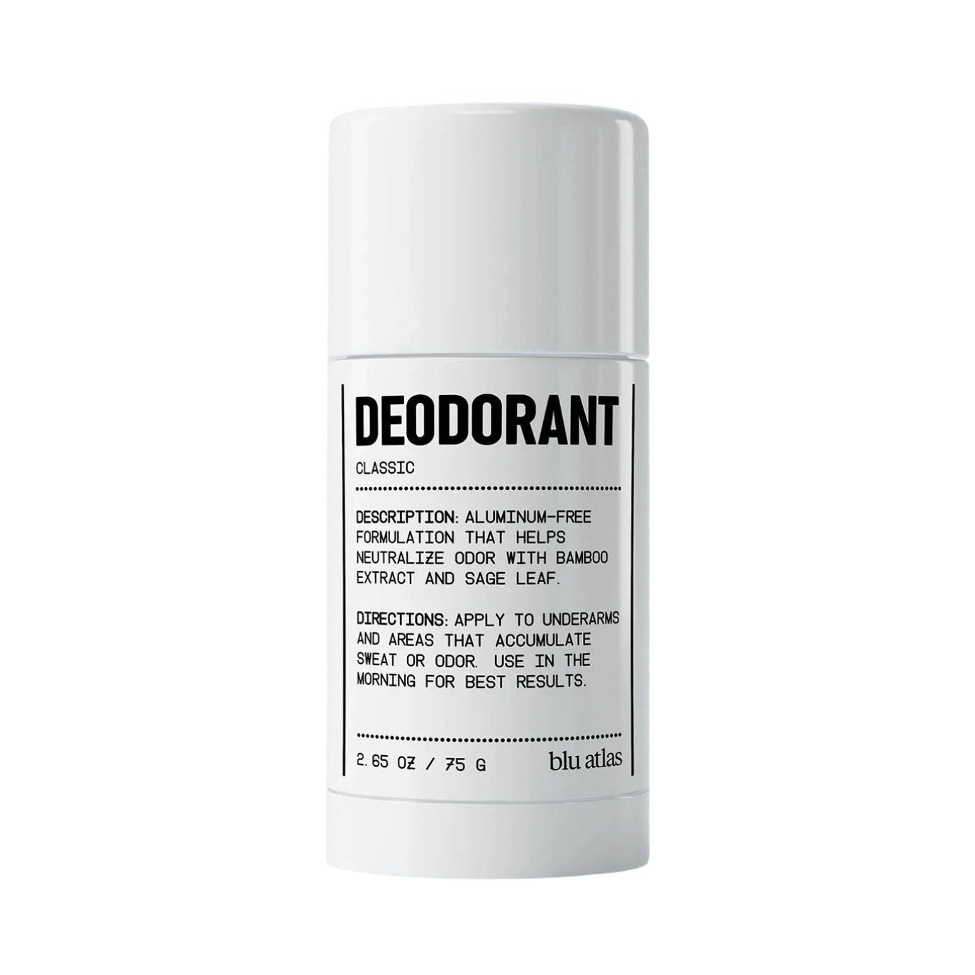 Blu Atlas 48-Hour Natural Deodorant in classic scent, 2.65 oz size.