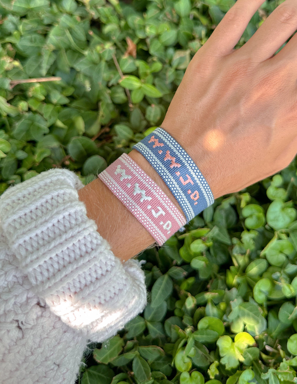 Blue WWJD Embroidered Woven Bracelet - Faith-Based Wristwear