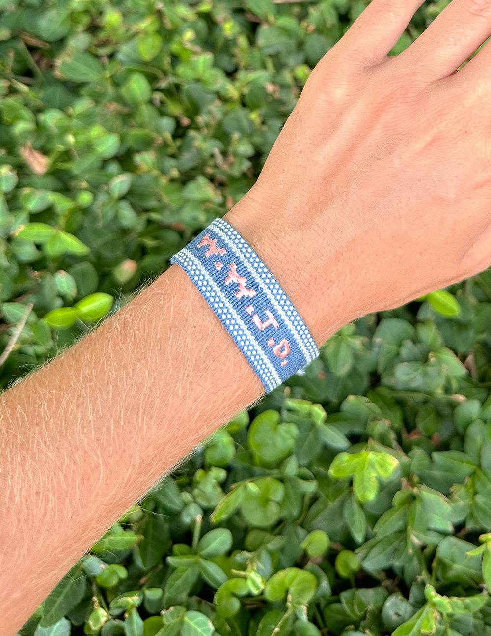 Blue WWJD Embroidered Woven Bracelet - Faith-Based Wristwear
