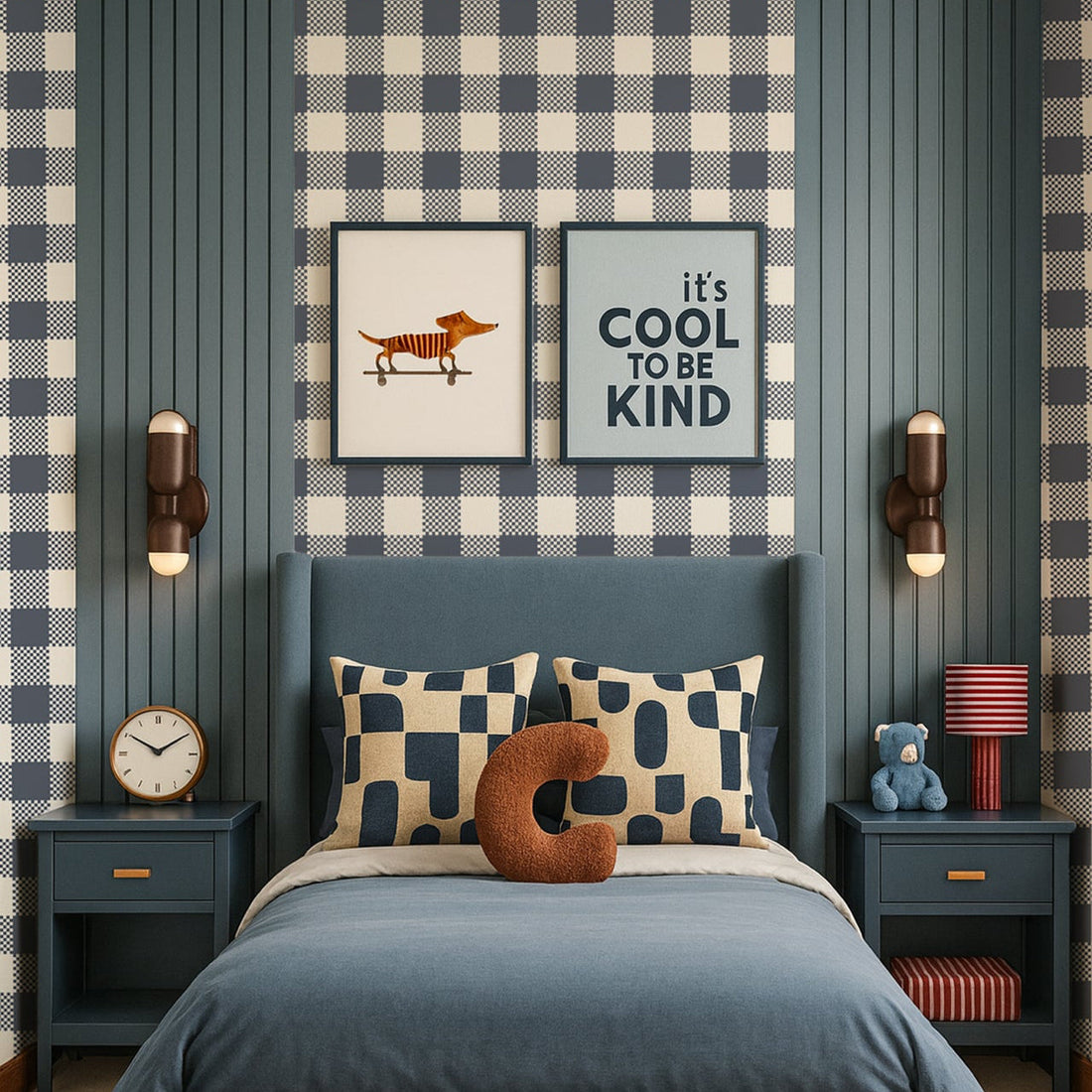 Stetson wallpaper featuring a classic blue and white geometric pattern.