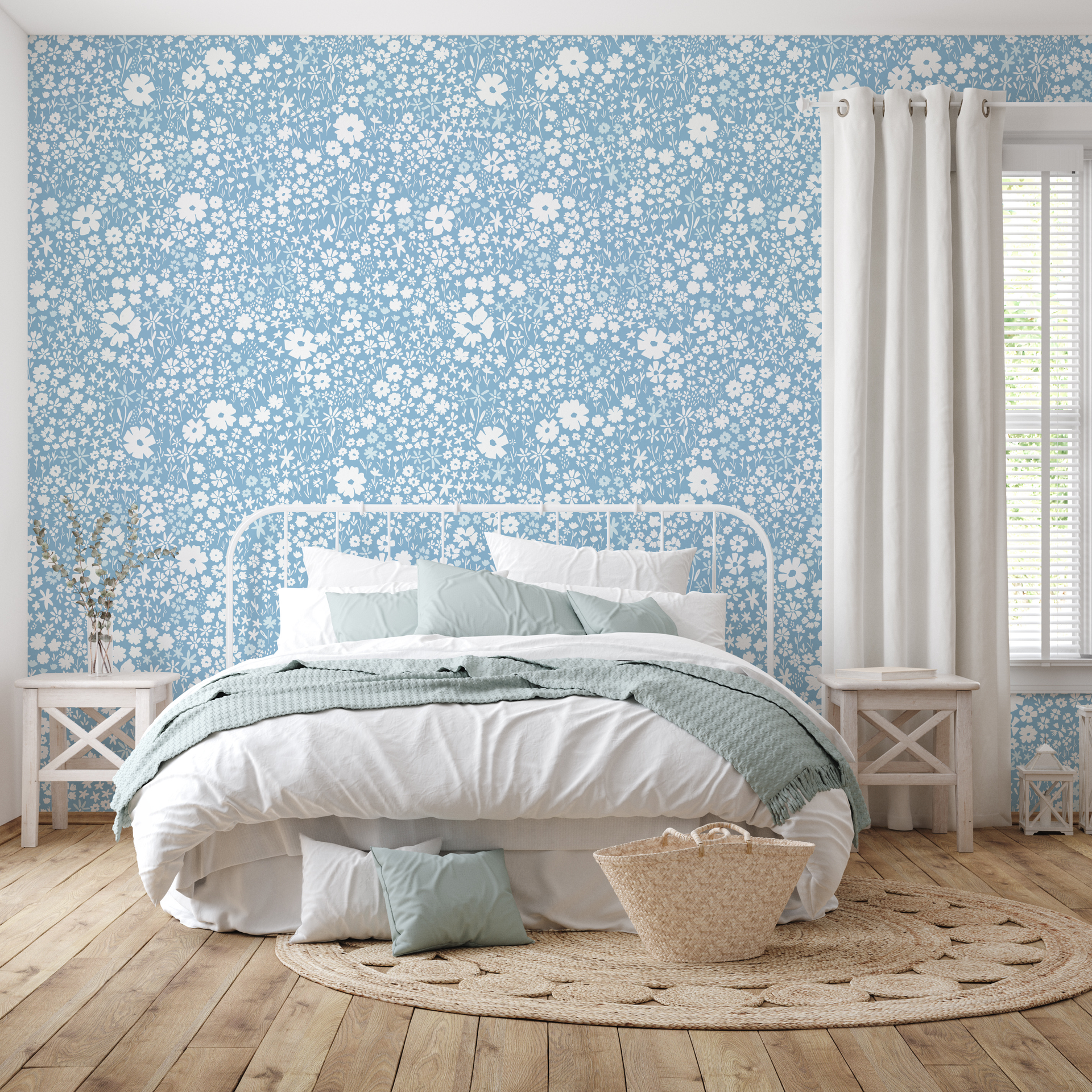 April Floral Removable Wallpaper - Pink, Terracotta & Green