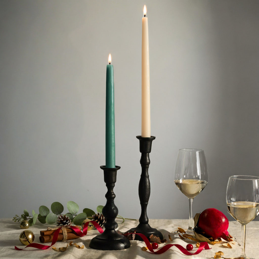Dinner Plan Special Teal Ivory Beeswax Taper Candles
