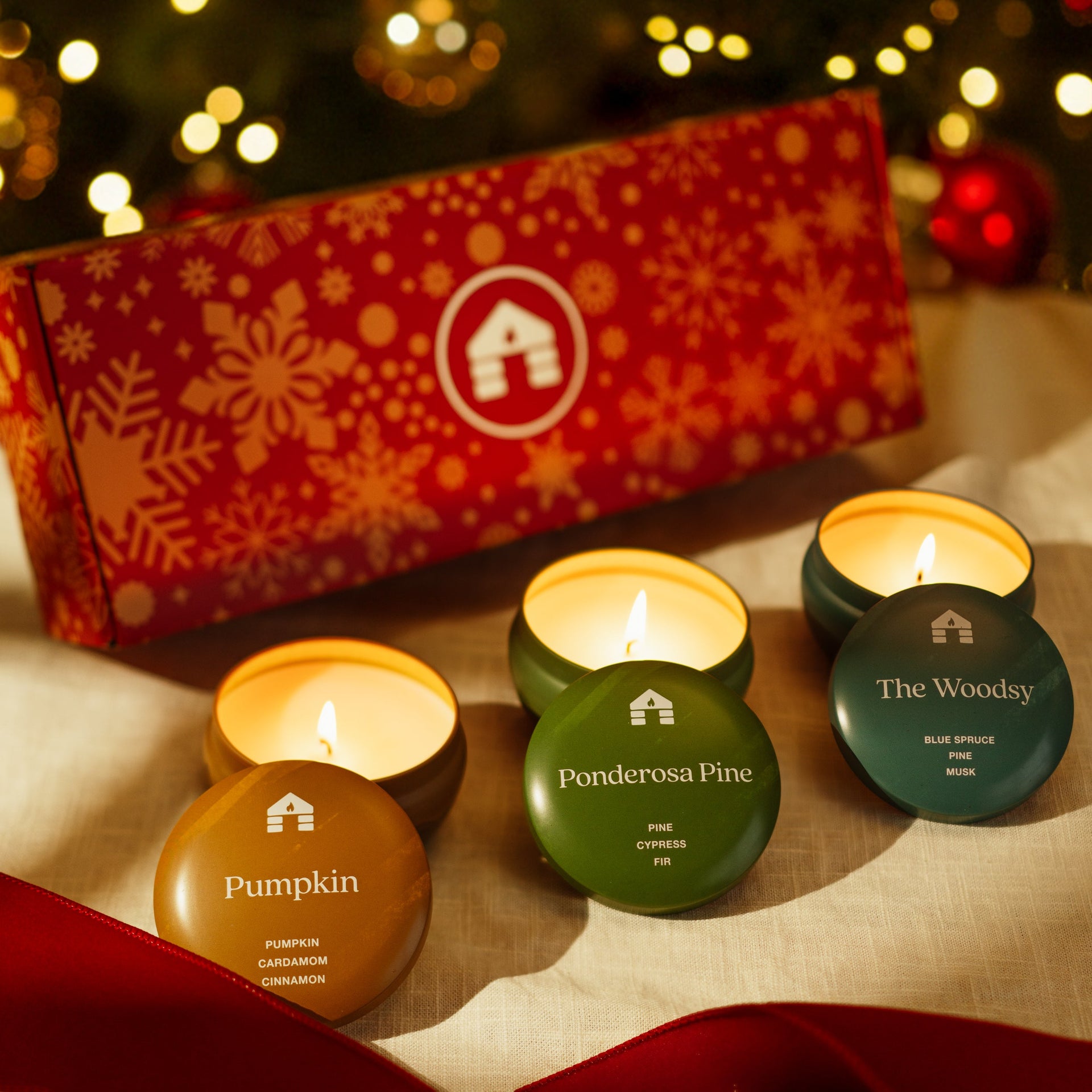 Scented Candle Gift Set - Three 8oz Aromática Candle Tins - Pumpkin, Pine & Woodsy