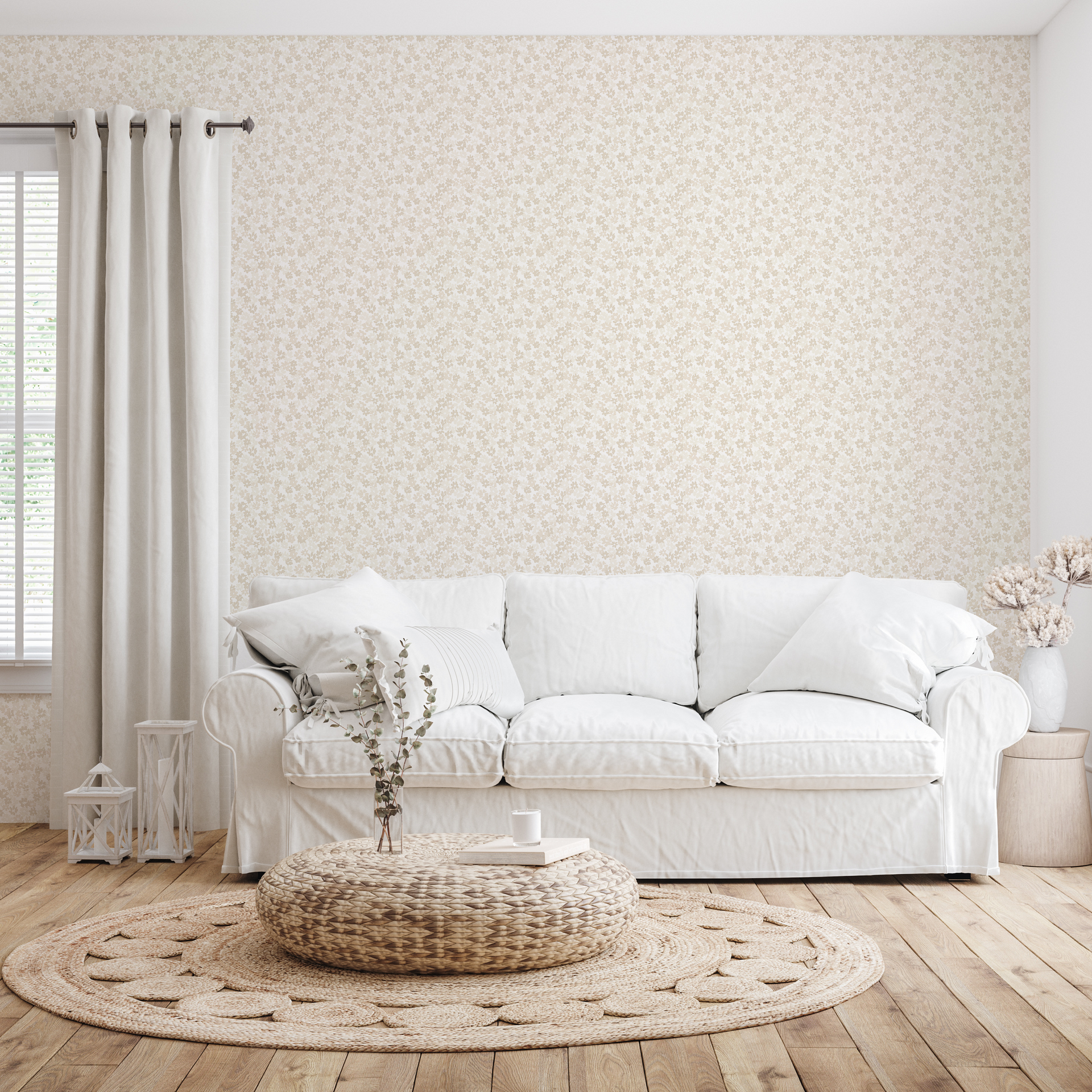 Blythe Floral Wallpaper in Blue, White and Green