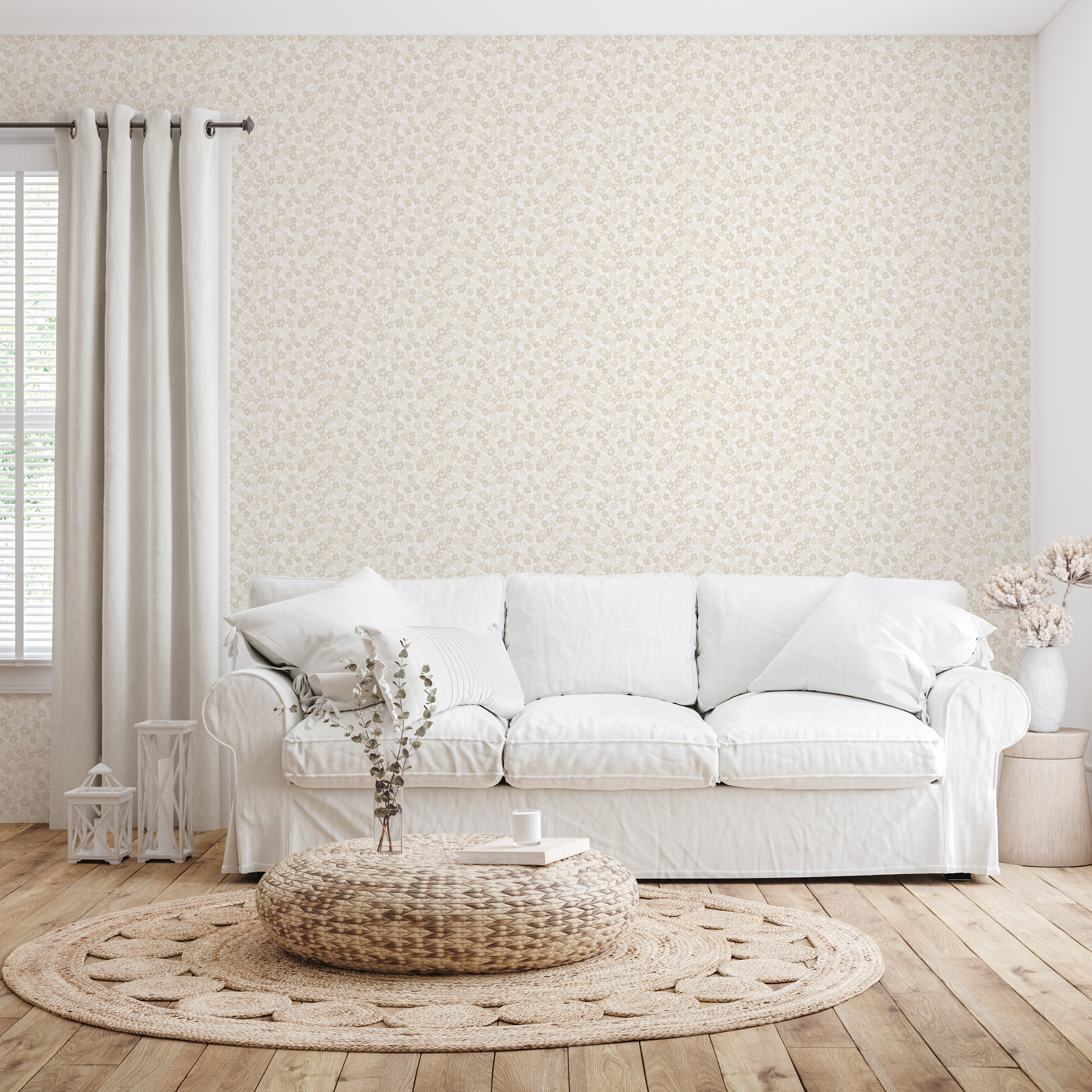 Blythe Floral Wallpaper in Blue, White and Green