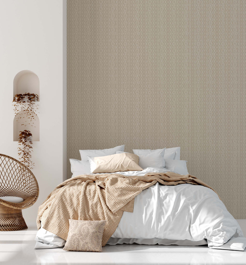 Bondi Geometric Wallpaper in Teal, Beige and White