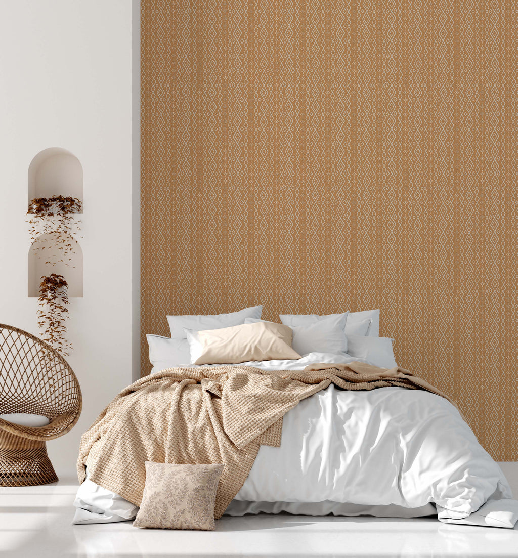 Bondi Geometric Wallpaper in Teal, Beige and White