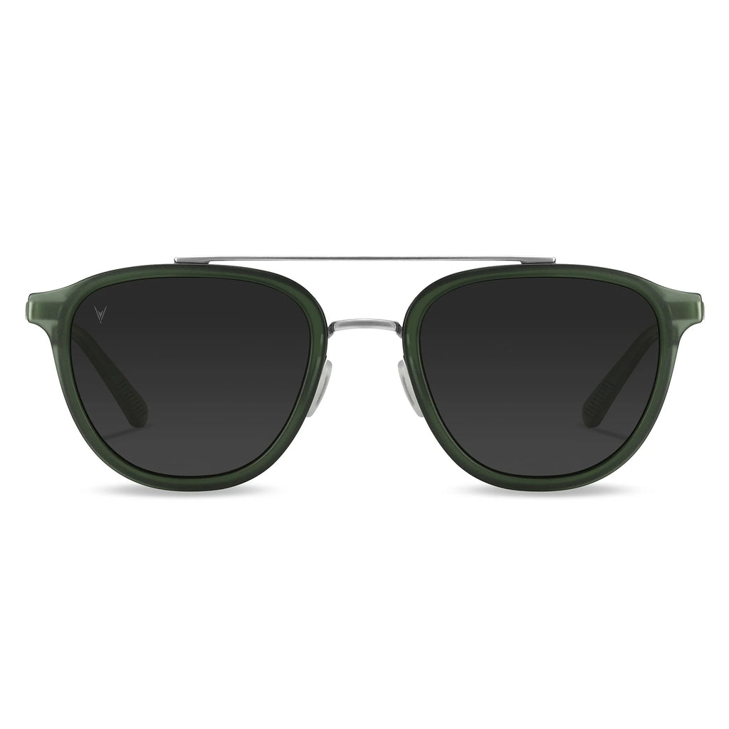 The Booker sunglasses in Lagoon featuring marble accents and a stainless steel/acetate frame.