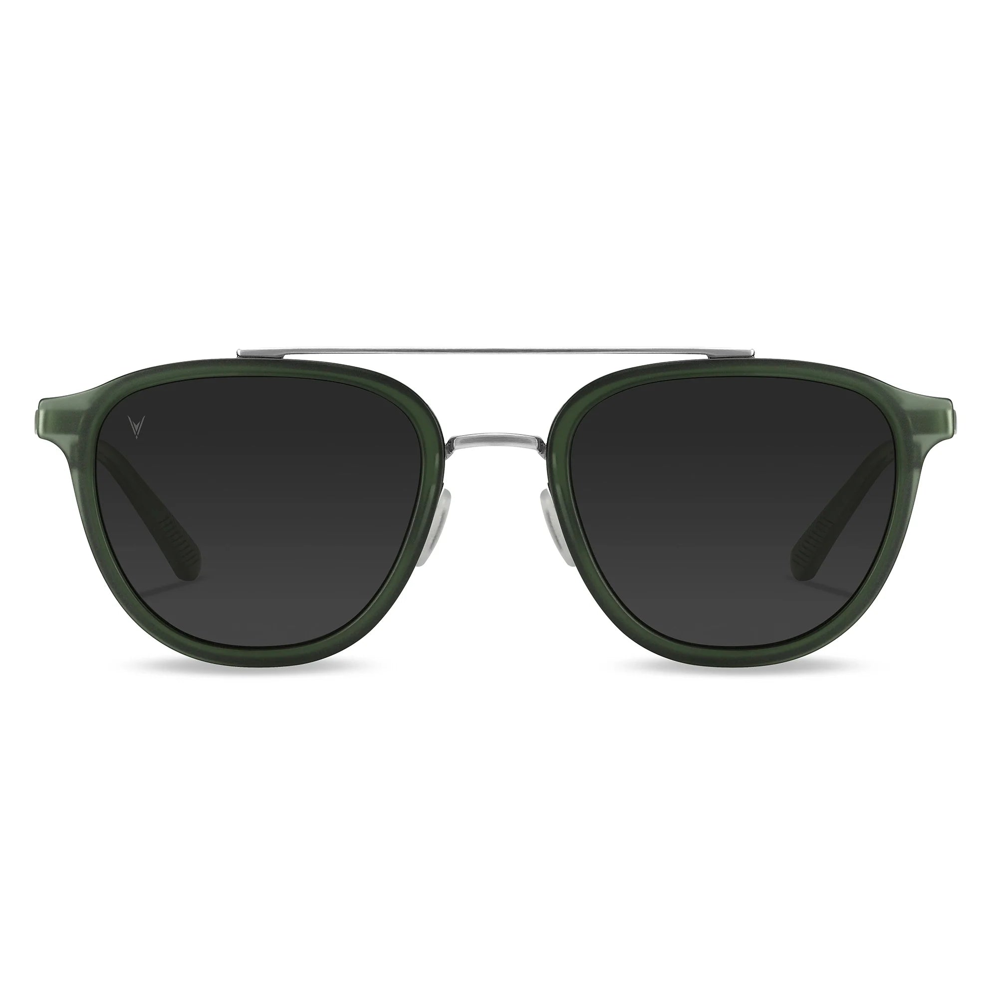 The Booker sunglasses in Lagoon featuring marble accents and a stainless steel/acetate frame.