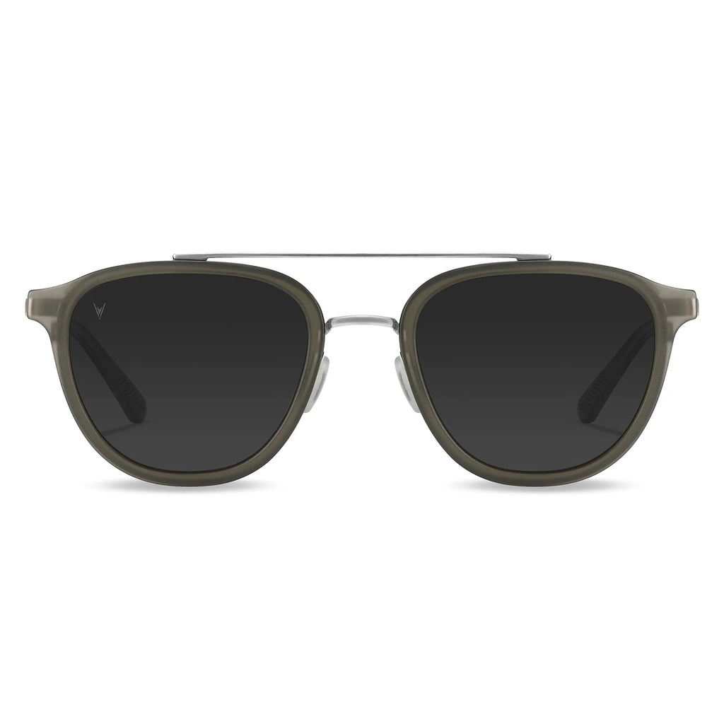 The Booker sunglasses in Stone color featuring a stainless steel and acetate frame.