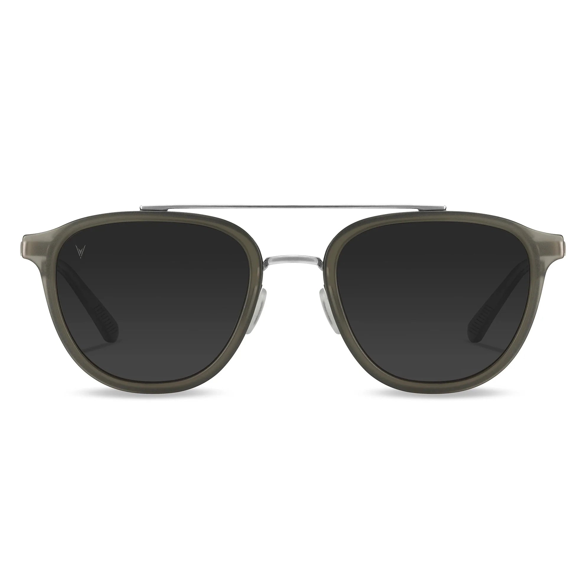 The Booker sunglasses in Stone color featuring a stainless steel and acetate frame.