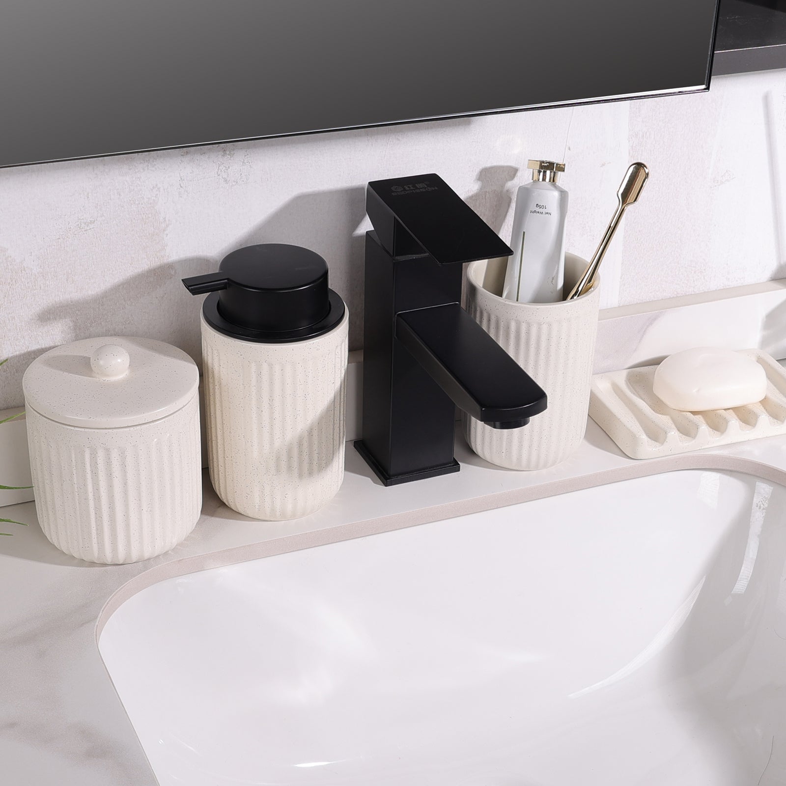 BosilunLife Pockmark Foaming Bathroom Set Recycled Eco-Clay