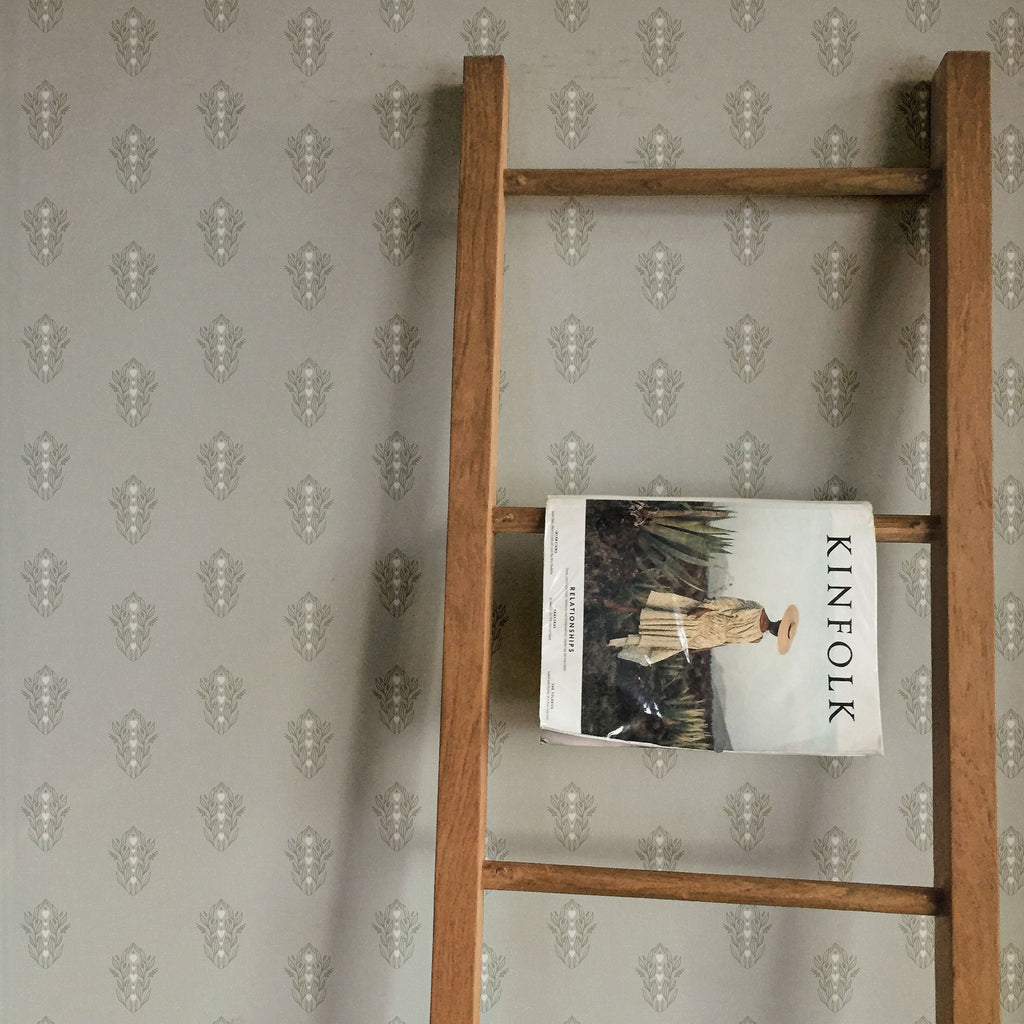 Leonore Minimalist Wallpaper - Green, Grey & White Scandinavian