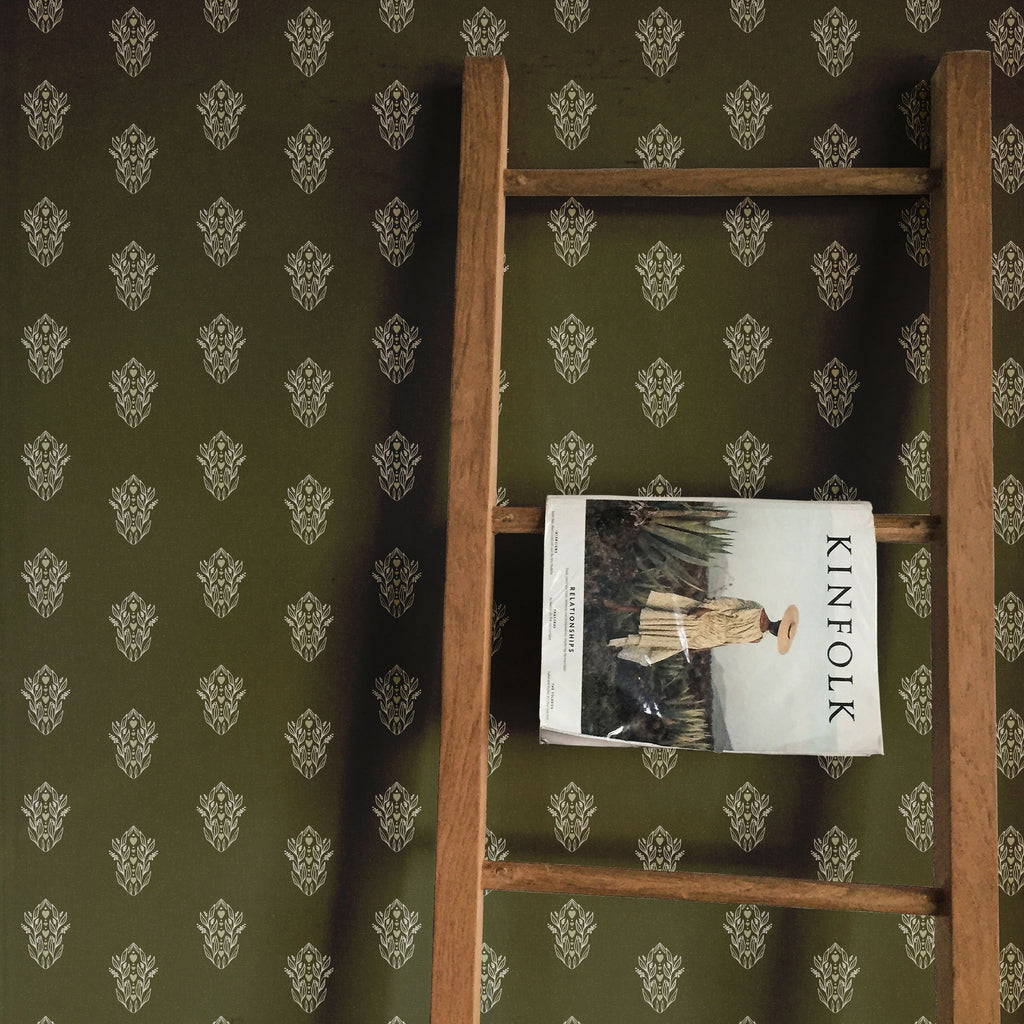 Leonore Minimalist Wallpaper - Green, Grey & White Scandinavian