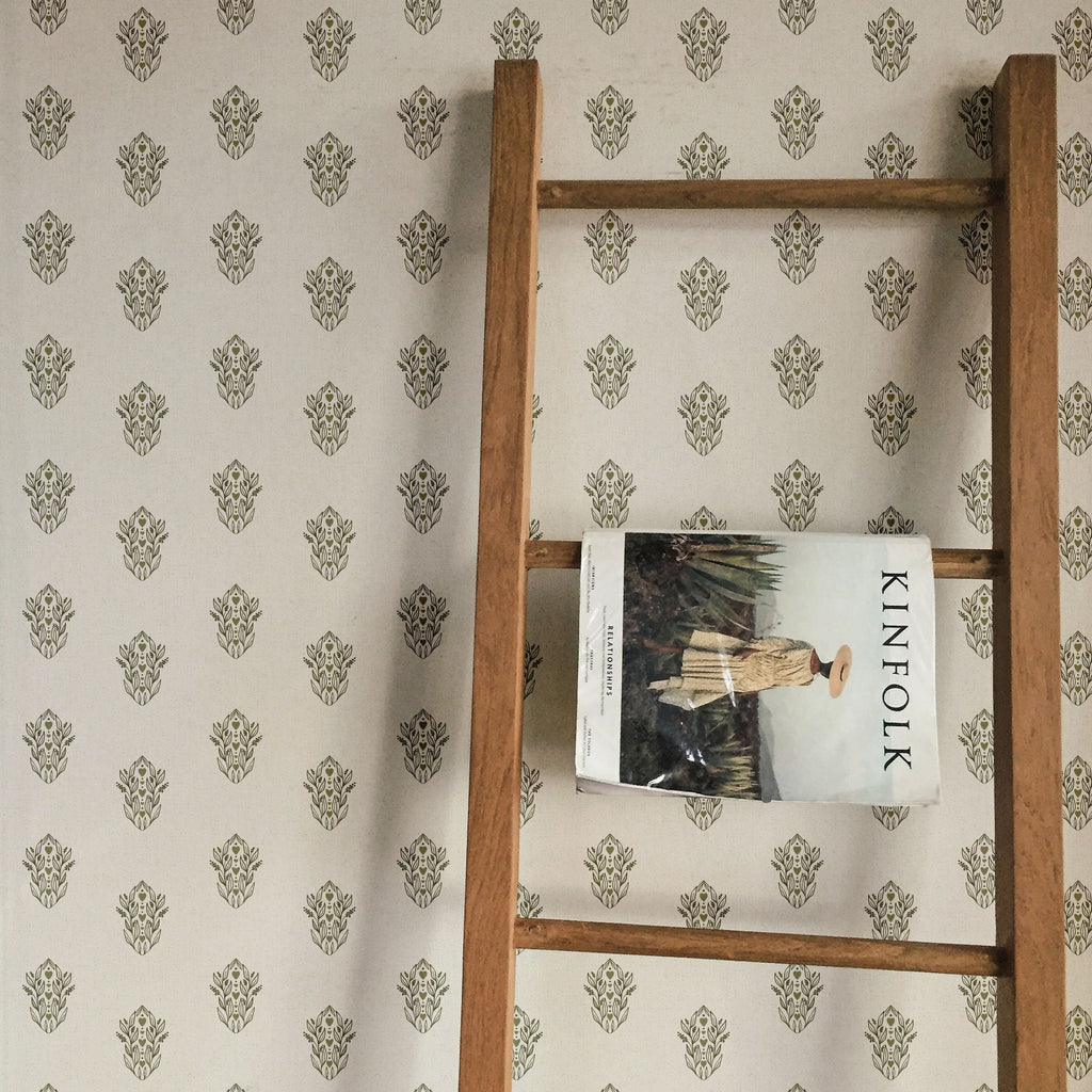 Leonore Minimalist Wallpaper - Green, Grey & White Scandinavian