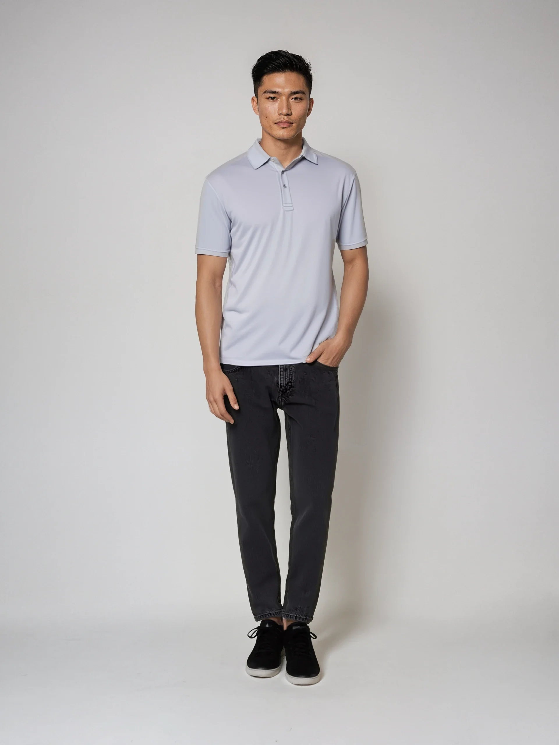 Mens UPF 50 Performance Polo Shirt in Navy Blue - Image 9