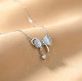 Bow Tie Necklace Solid Silver with Crystal Drop - Delicate Chain Jewelry for Sensitive Skin | Amtikiss Casuals