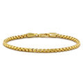 3MM box chain bracelet in 14K gold plated sterling silver with a parrot clasp