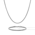 Matching Box Chain Set in 925 sterling silver with a polished rhodium finish.