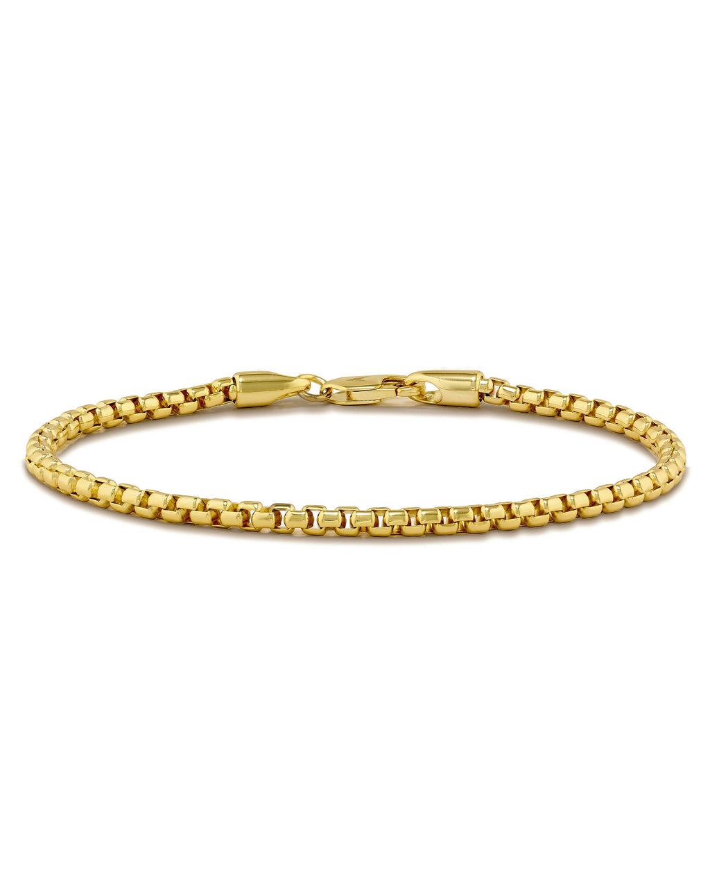 3MM Box Chain Bracelet in 14K Gold Plated Sterling Silver