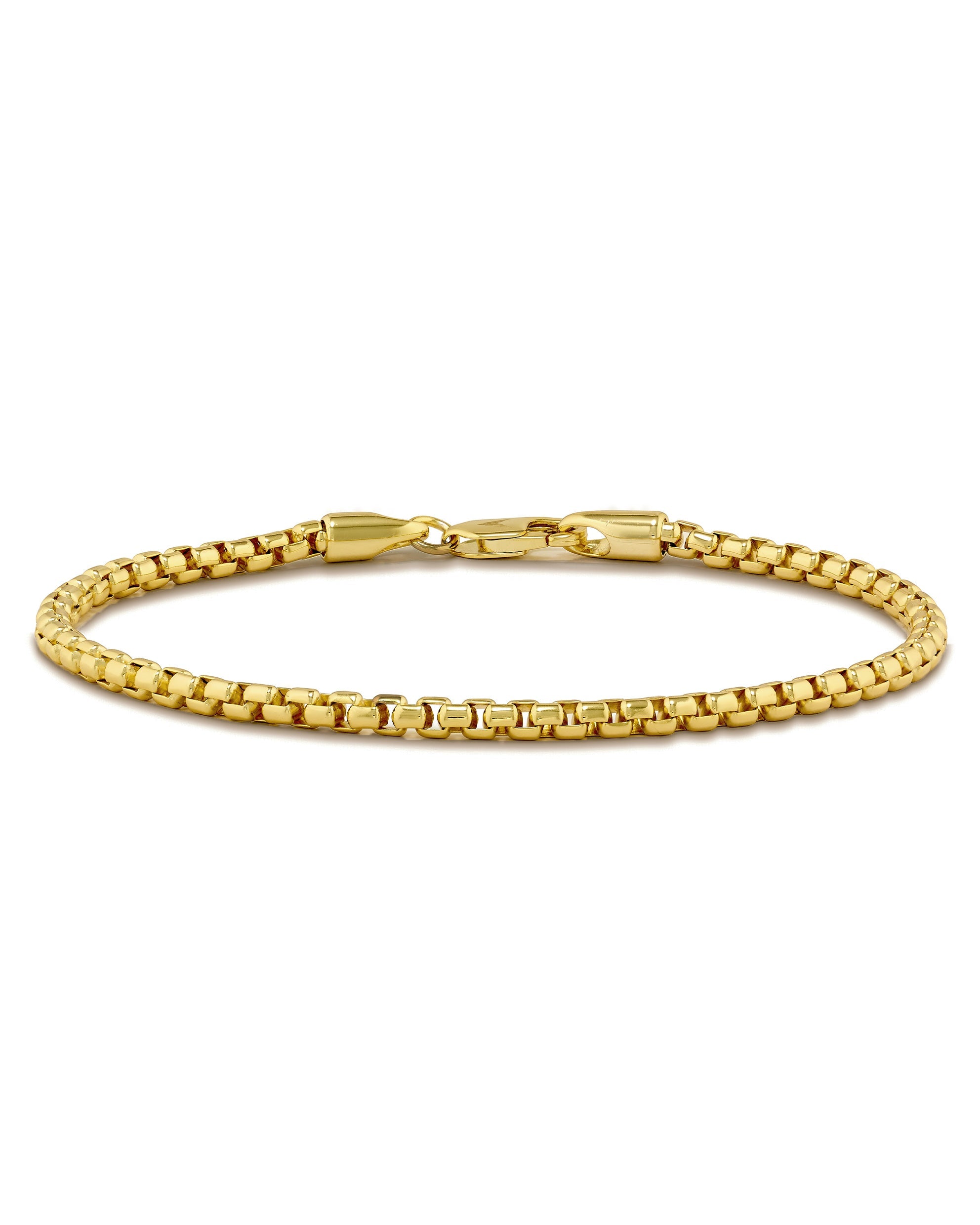 3MM Box Chain Bracelet in 14K Gold Plated Sterling Silver
