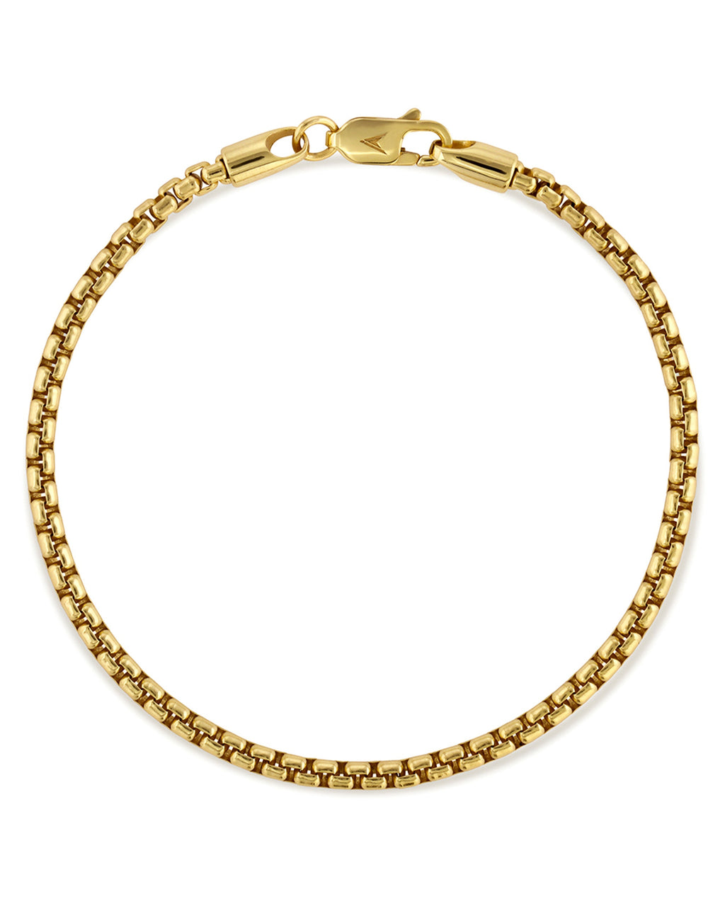 3MM Box Chain Bracelet in 14K Gold Plated Sterling Silver