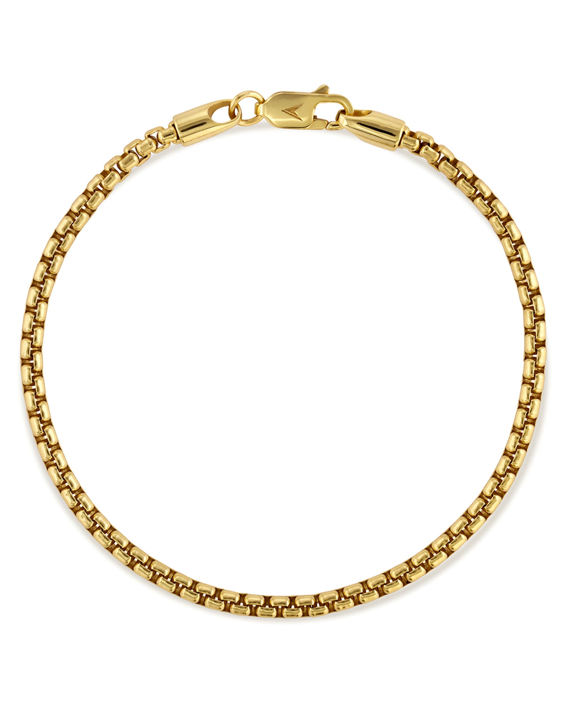 3MM Box Chain Bracelet in 14K Gold Plated Sterling Silver