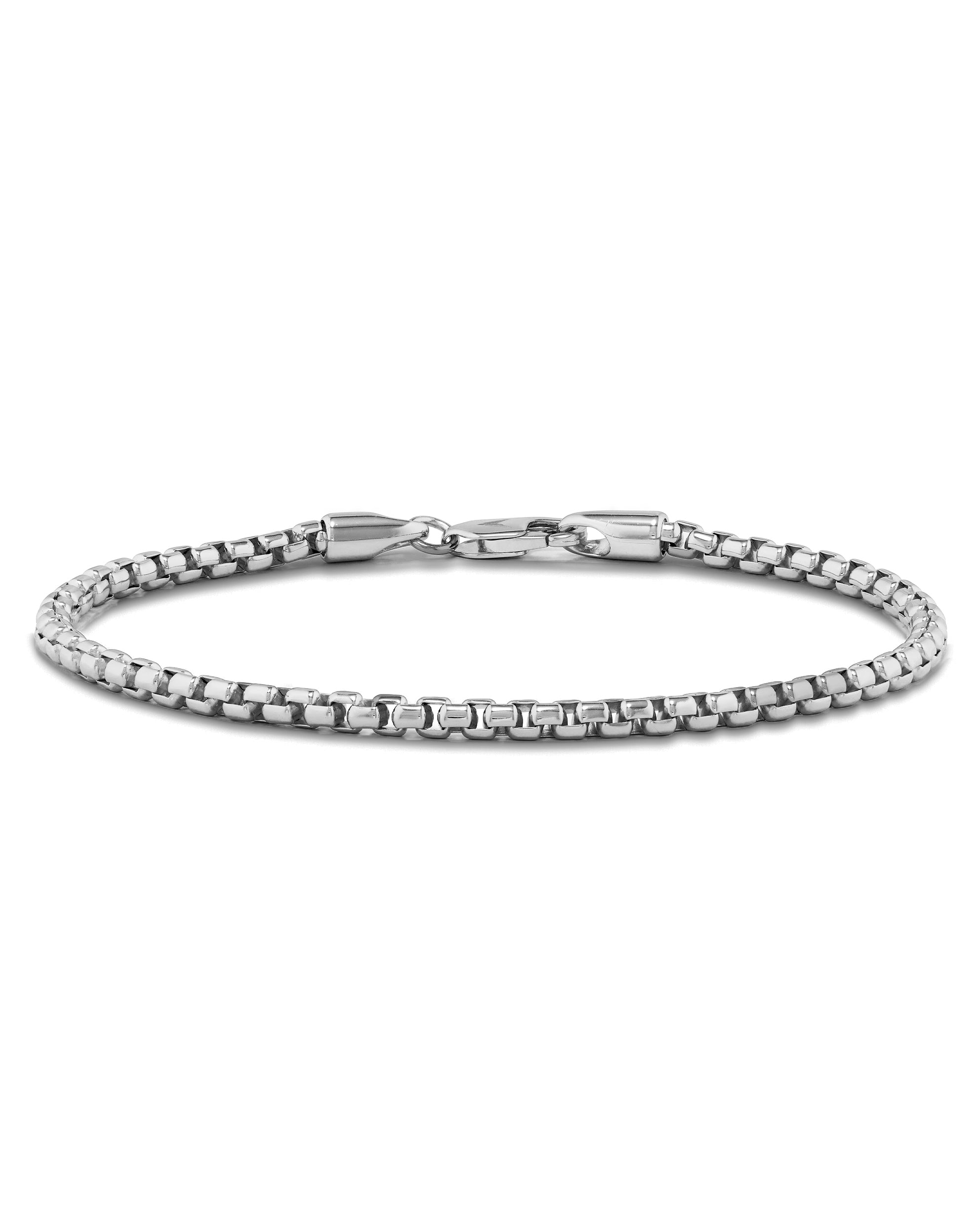 3mm Box Chain Bracelet in Polished 925 Sterling Silver
