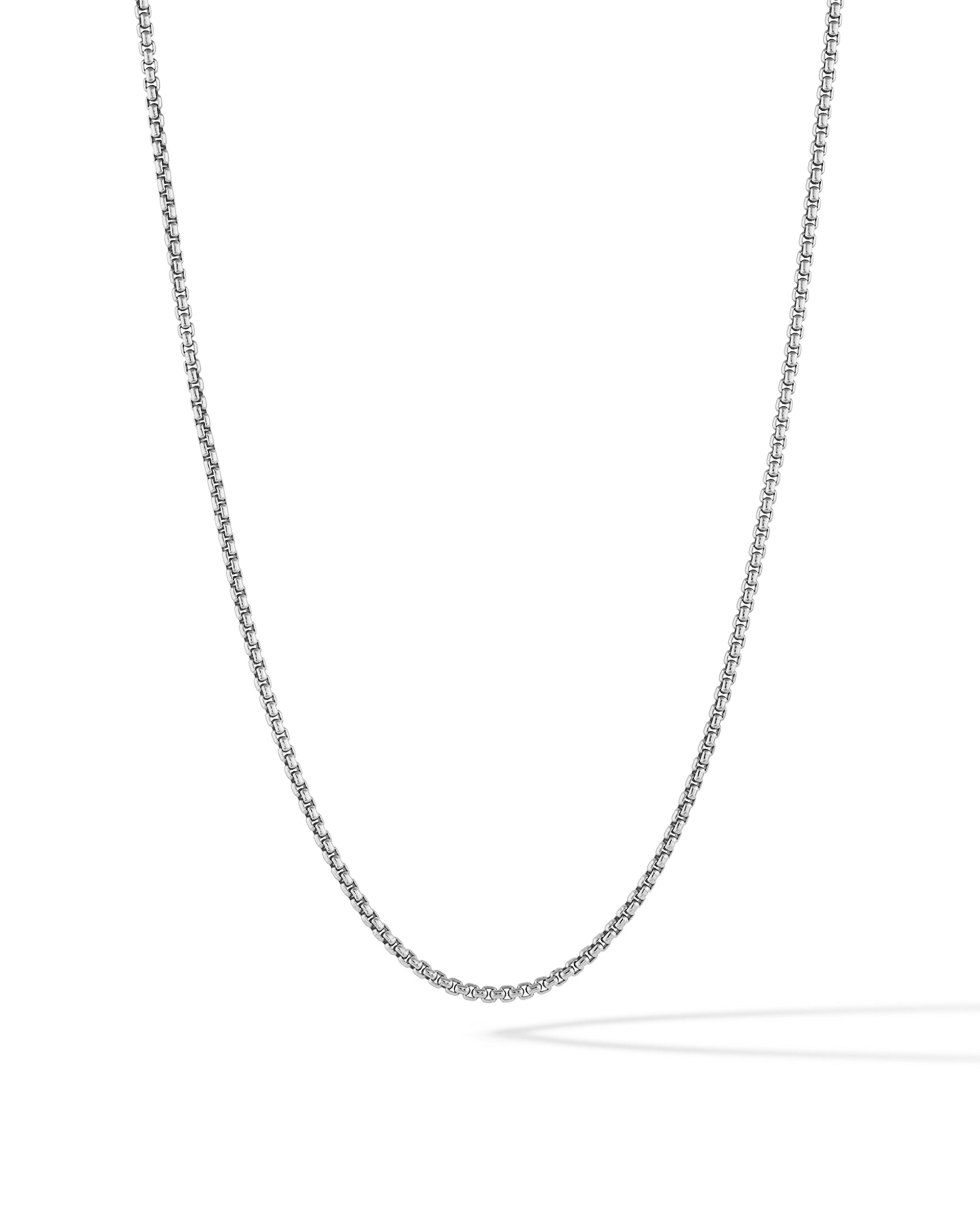 2MM Sterling Silver Box Chain Necklace, 22-Inch Rhodium Plated