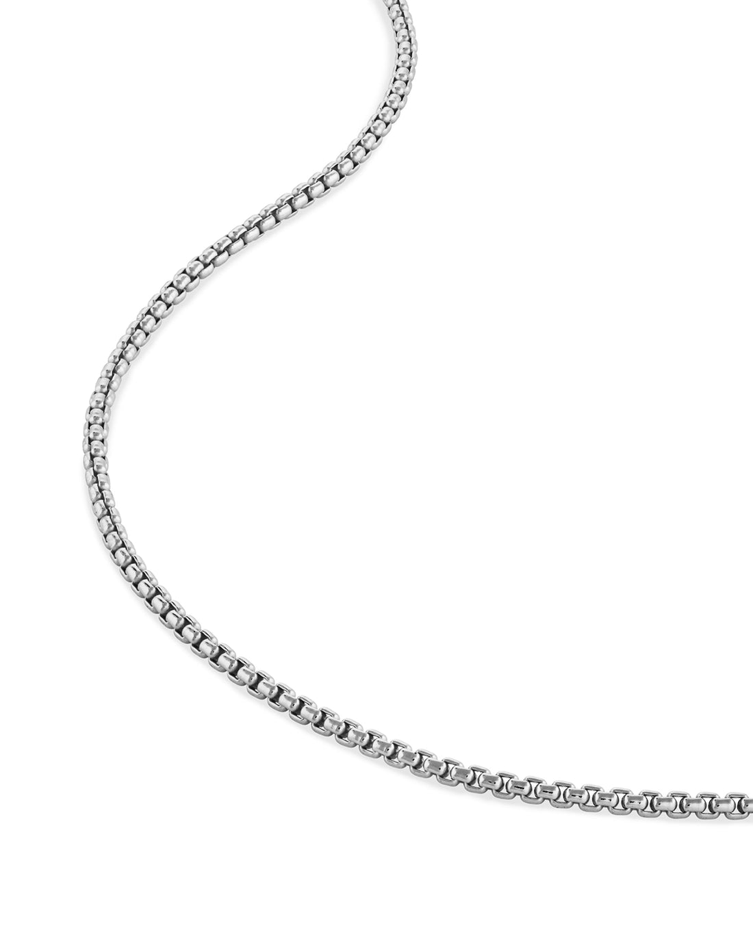 2MM Sterling Silver Box Chain Necklace, 22-Inch Rhodium Plated