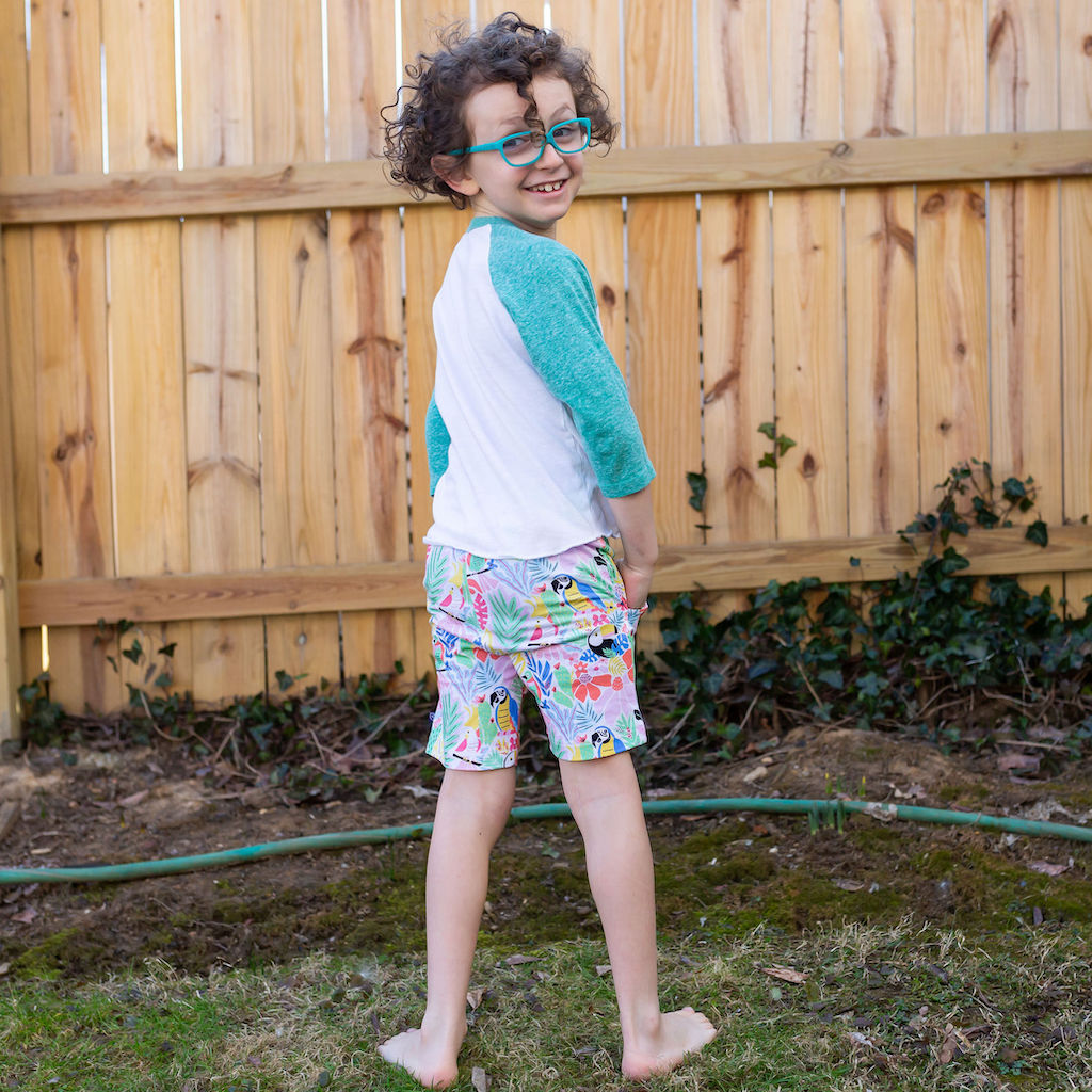 "Jungle Jam" Tropical Birds Drawstring Shorts with Pockets