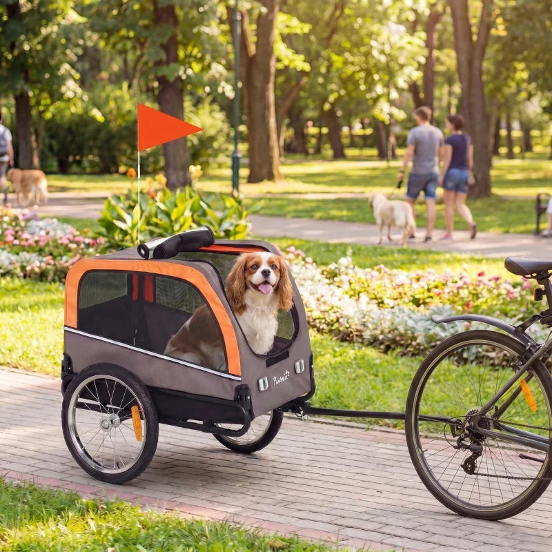 Dog Bike Trailer, Pet Cart Bicycle Carrier with 20" Air Tires, Quick-Release Wheels, Reflectors, Flag