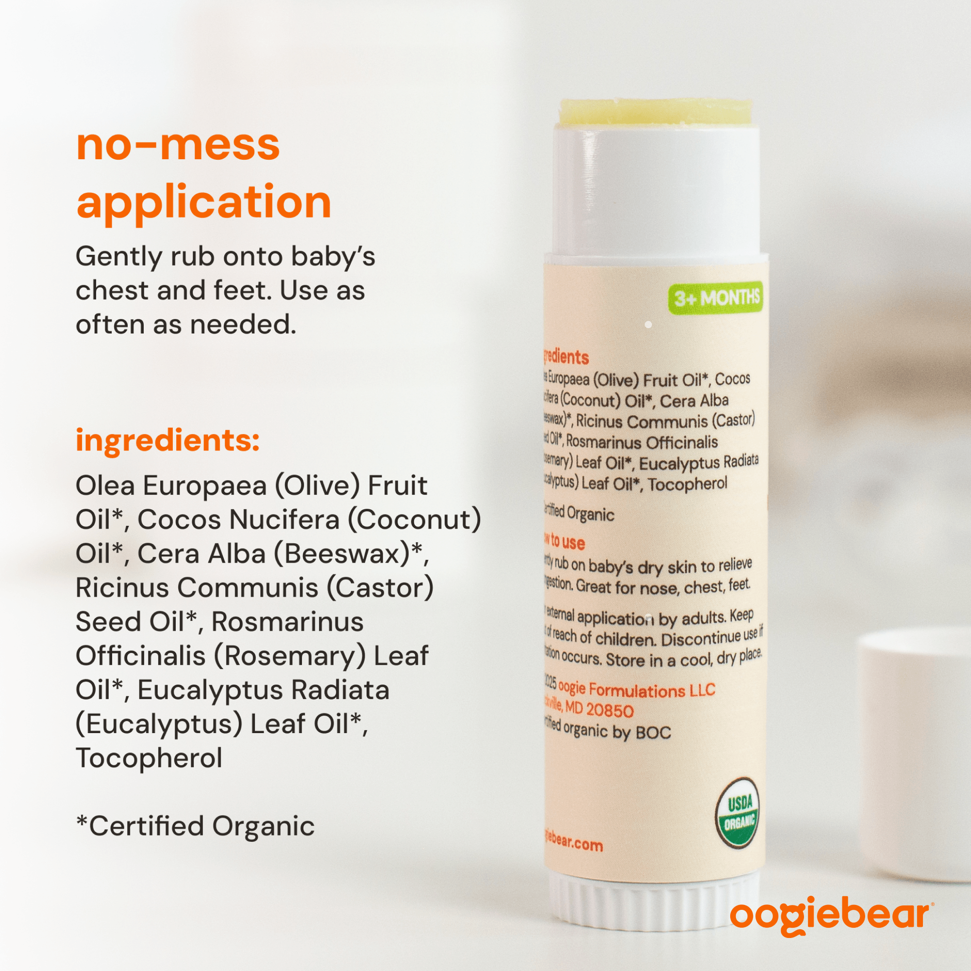 Organic Baby Breathing Balm with Eucalyptus & Rosemary for Airways
