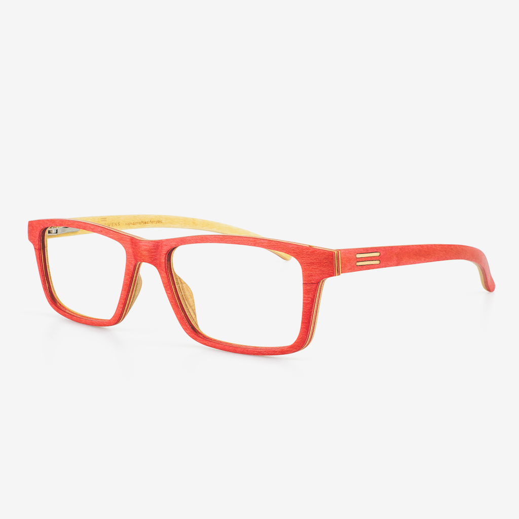 Brickell Handcrafted Red Maple Wood Eyeglasses with Easy-Swap Lens