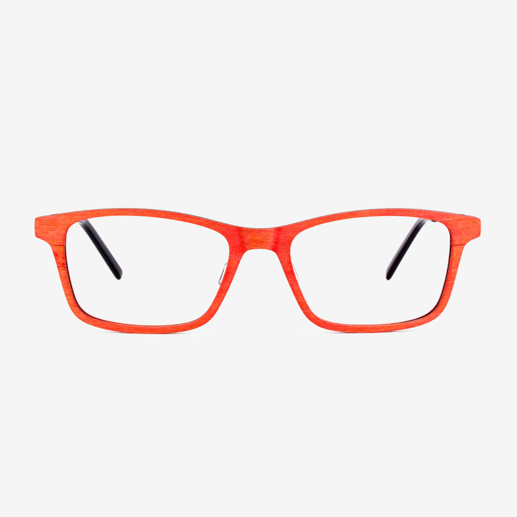 Brickell naturalist metal and wood eyeglasses in rectangular frame